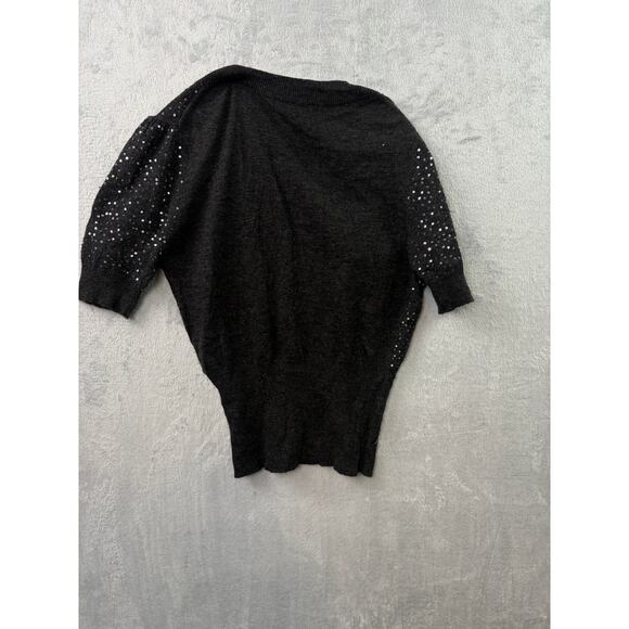 BCBGMAXAZRIA Sequin Short Sleeve Sweater – Charcoal Gray – Size M - Picture 2 of 5